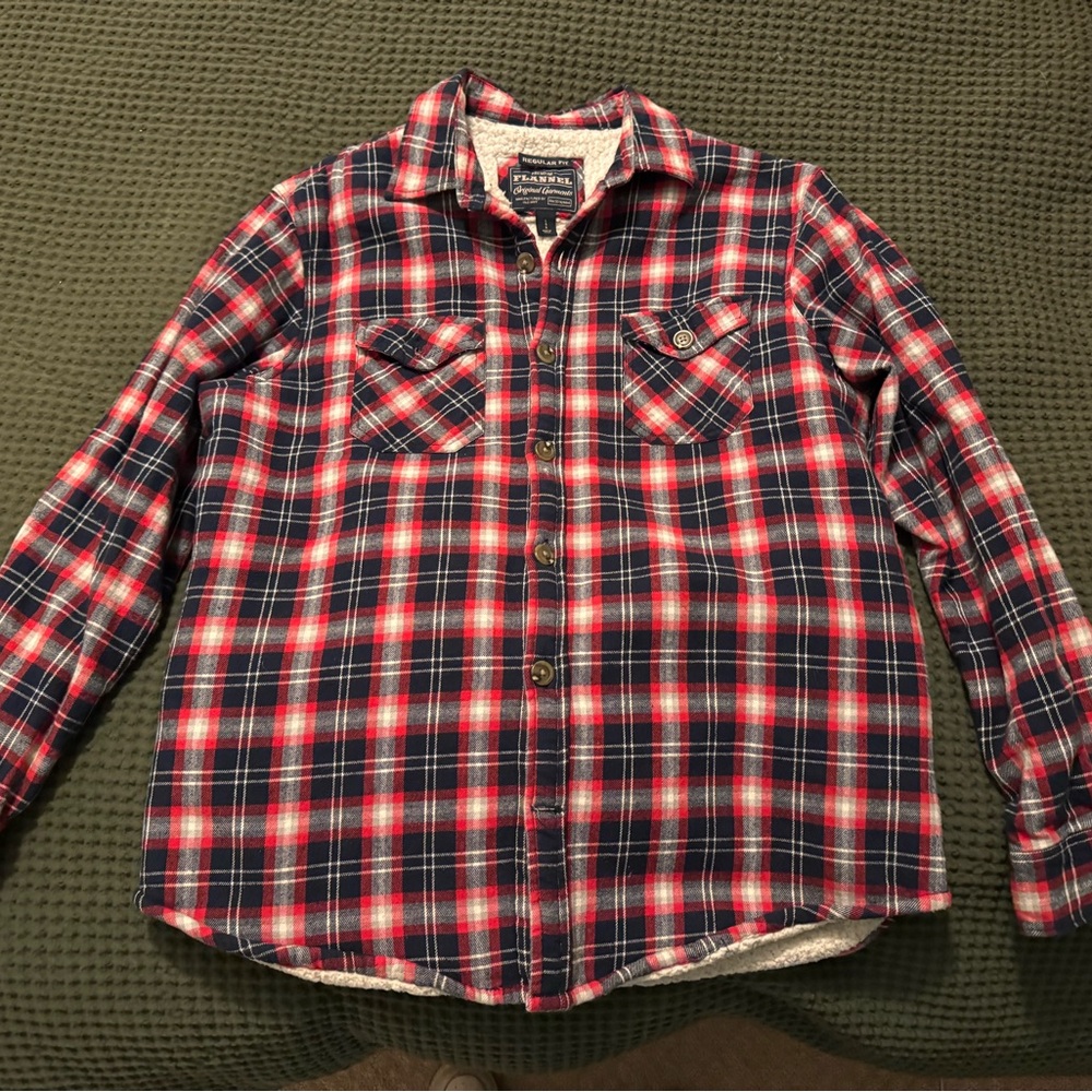 Plaid Flannel Men's Shirt - Red and Black